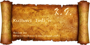 Kulhavi Iván névjegykártya